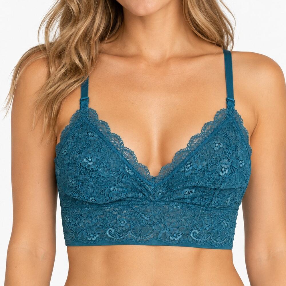 Lily Of France Teal Blue Floral Lace Bralette
